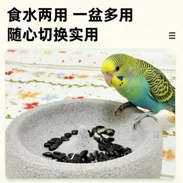 💢臺灣出貨💢圓形鸚鵡輕質浮石鸚鵡食盆家用鳥類食盆喝水磨嘴磨爪