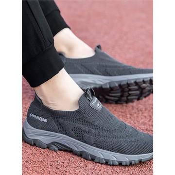 老人鞋爸爸春季透氣老北京布鞋男中老年健步鞋軟底休閑運動網面鞋