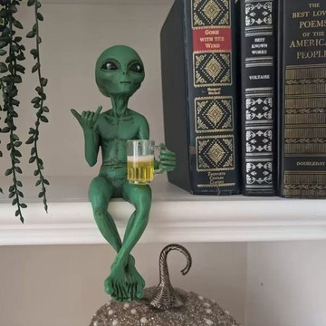 外星人樹脂擺件 UFO飛碟 室內室外花園裝飾小雕像 家居擺設 辦公室桌面創意禮物