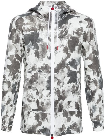 Kiton - abstract-print linen jacket - men - Linen/Flax - M - Grey