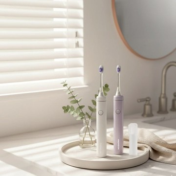 智慧護齦掃震/音波震動/UV照護 多合一牙刷 TM-SAR02TB + 透明掃震刷頭-3入裝 TM-SAR02TB-1*3 暮光紫