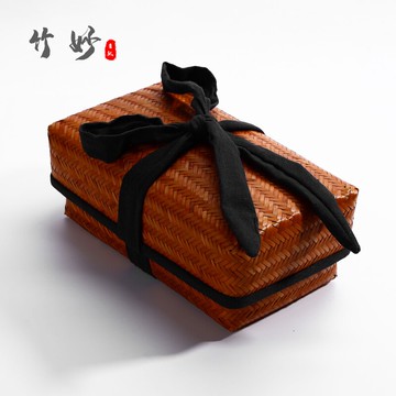 復古茶具收納盒 竹編包 茶道六君子收納包 旅行便攜式 茶籠