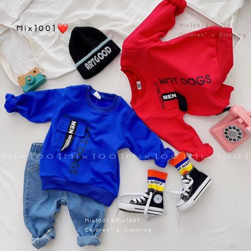 🌈✨韓系亮色街頭風工裝上衣✨兒童口袋標籤印字上衣 5-17