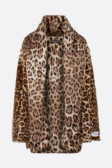 DOLCE & GABBANA Leopard faux-four padded oversized coat Woman