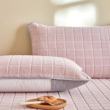 A類純棉紗布枕巾防污全棉華夫格日式枕頭巾牛奶絨純色家用一對裝