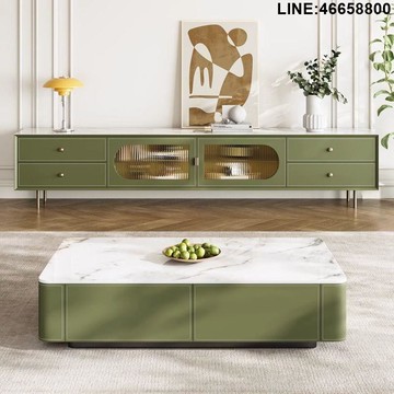 免運 開立發票 電視櫃 收納櫃 儲物櫃 落地櫃 背景櫃 奶油風巖板電視櫃組合輕奢現代簡約高級設計師小戶型客廳復古落地 支持訂製