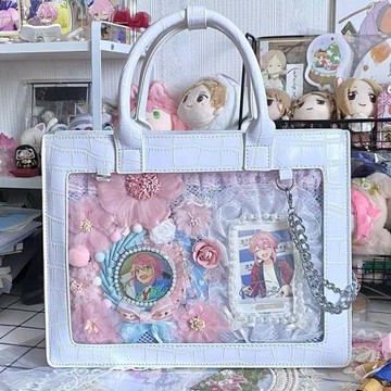 原創日系方形透明吧唧學生痛包