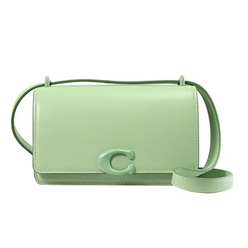 COACH CR521 Bandit 經典C LOGO全皮革迷你翻蓋斜背包.薄荷綠