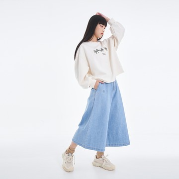 5th STREET｜女裝｜牛仔八分寬褲｜拔淺藍