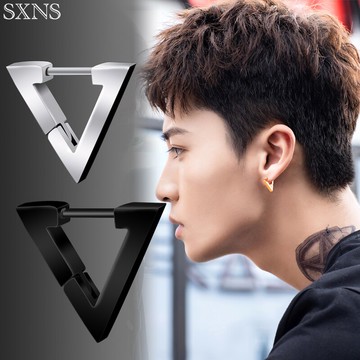 創意街頭三角形耳釘男士氣質韓國個性簡約學生耳環潮人ins耳飾品