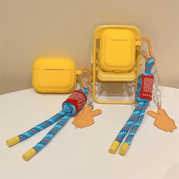 簡約純色硅膠編織繩適用AirPods4保護套pro2/3代蘋果無線藍牙耳機殼airpodspro2創意女三4/5代硅膠防摔盒連體