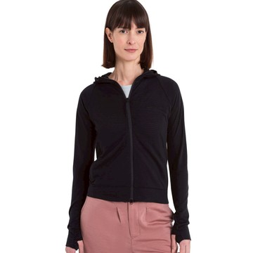 【紐西蘭Icebreaker】女 Realfleece 刷毛保暖連帽外套-200-The North Face 聯名款-黑色