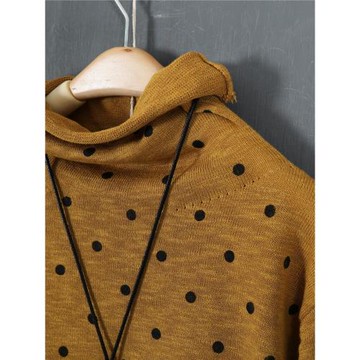 春秋新款內搭堆堆高領波點針織衫文藝百搭打底衫女波點寬松上衣