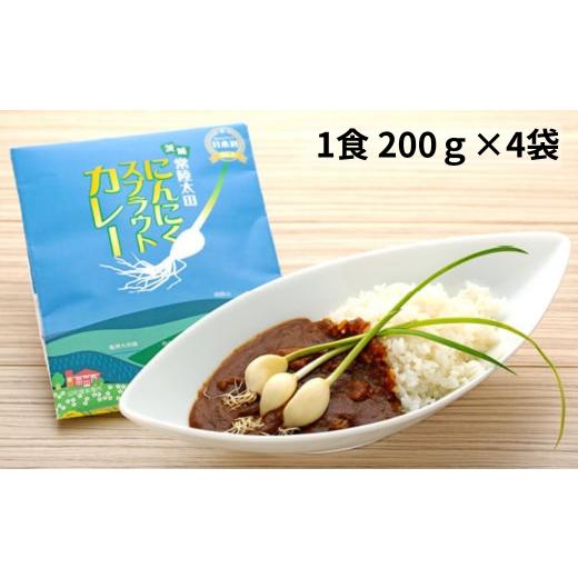 ふるさと納税 茨城県 常陸太田市 日本初 ローズポーク入り にんにくスプラウトカレー（レトルトカレー 1食 200ｇ×4袋入り）【常陸太田 にんにくスプラウト 水…