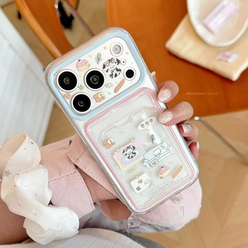 粉色卡包套適用蘋果18pm手機殼iphone17全包16透明動物卡通15少女