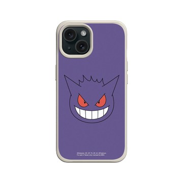 iPhone 15 SolidX 貝殼灰 - 寶可夢 Pokemon - 大臉系列-耿鬼