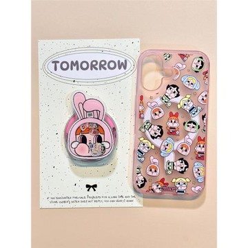 透粉色哭娃飛天小女警蘋果16pro磨砂iphone15磁吸14支架13手機殼 · 搖搖樂哭娃小女警磁吸 蘋果16pro