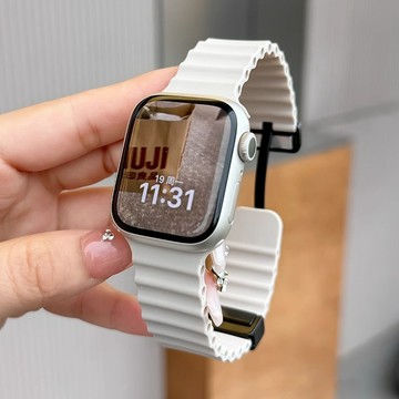 海洋硅膠磁吸錶帶 適用於 Apple watch 蘋果 10 9 8 7 6 SE iWatch 錶帶 手腕錶帶