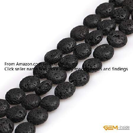 GEM-Inside Black Lava Rock Gemstone Loose Natural 12mm Spacer Beads Energy Stone Power for Jewelry Making 15''