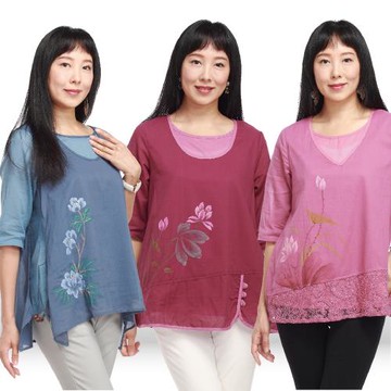 蘭陵(3入)輕柔雅緻純棉層次上衣I03-92
