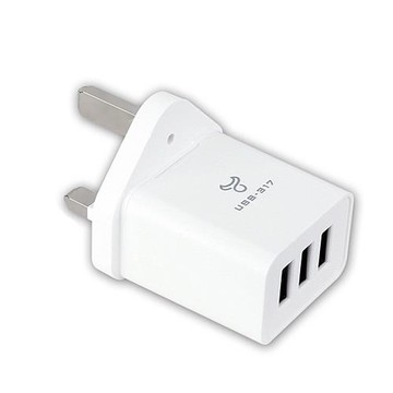 英規T型插頭 3 USB 轉換充電器 UTA-87  (3入組)