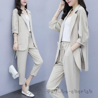 セットアップ レディース 夏 パンツスーツ 2点セット フォーマル パンツドレス 結婚式 二次会 トップス セレモニースーツ 通勤 Ol 通販 Lineポイント最大get Lineショッピング