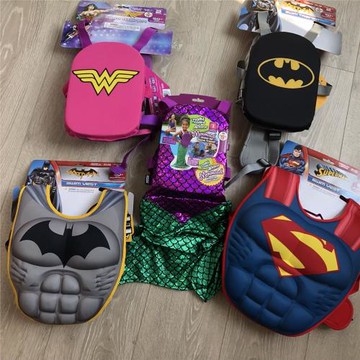 美人魚超人蝙蝠俠游泳浮力泳衣浮板背心兒童寶寶學游泳非救生衣