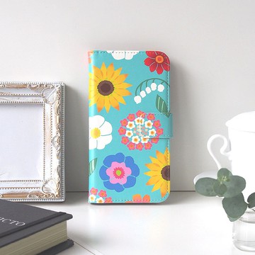 【手帳型手機殼】夏日花卉