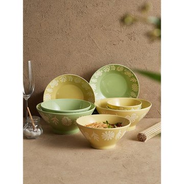 小森林陶瓷餐具碗盤套裝家用創意湯碗面碗盤子碗碟2025新款吃飯碗