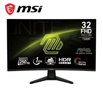 【MSI 微星】MAG 32C6X 電競顯示器 (31.5吋VA/ 1500R曲面屏/ 250Hz/ 1ms/ AI VIsion/ HDR Ready)