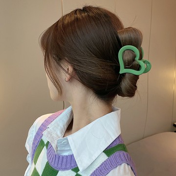 彩色愛心抓夾女夏季大號發夾高端氣質后腦勺鯊魚夾子發卡頭飾