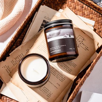 芳療香薰蠟燭大豆蠟茶色玻璃杯家用臥室空氣凈化安神助眠北歐禮物