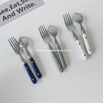 韓國網紅勺子叉子套裝不銹鋼ins風雪糕勺水果叉長柄沙拉勺