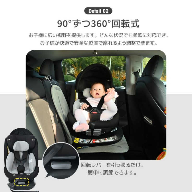 R129適合 チャイルドシート 新生児 ISOFIX 0歳〜12歳頃 360度回転式