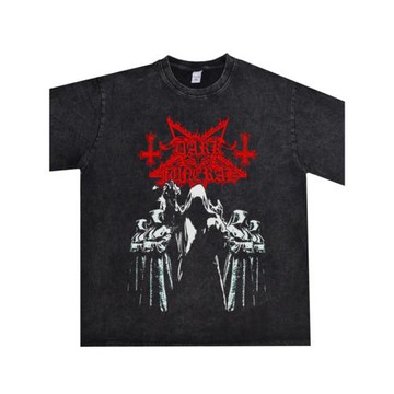 數碼直噴搖滾Dark Funeral陰暗葬禮樂隊水洗做舊T恤短袖男女寬松