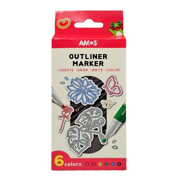 韓國AMOS 6色創意雙色輪廓筆 1入