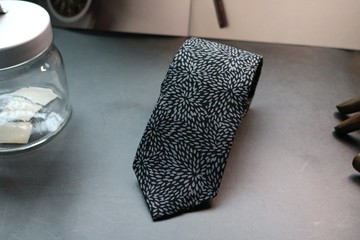 黑色小碎花领带型男百搭易配bolotie