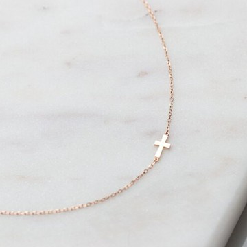 【CHARIS 韓國珠寶】純18K金 Cross Choker 十字架鎖骨鍊  福音十字架 十字架項鍊 不褪色