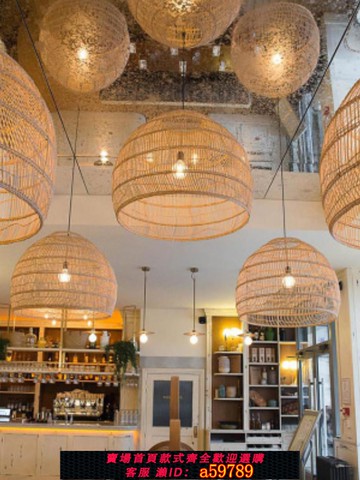 【廠家直銷 可打統編】藤編吊燈餐廳吧臺臥室書房燈茶室藤編中式田園民宿榻榻米藤藝吊燈