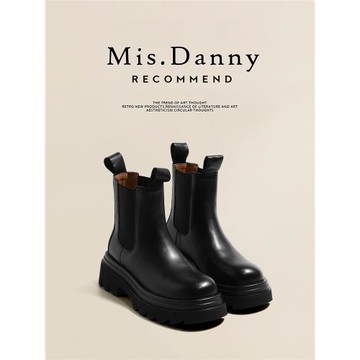 與愛私奔馬丁靴女2025新款靴子女秋冬單靴松糕厚底切爾西煙筒短靴