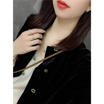 高級感中國風！璟家2025洋氣桑蠶絲真絲絨中式立領盤扣上衣外套女