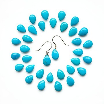 14KGF 極致發色 金曼綠松石 梨形耳環 Fatima