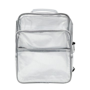 【大船回港】白色網格無塵方款後背包 0550