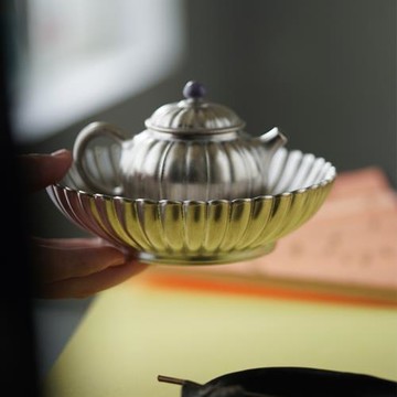七月長 茶壺茶盤 陶瓷泡茶壺銀壺圓形壺承手工雕刻景德鎮云由山坊
