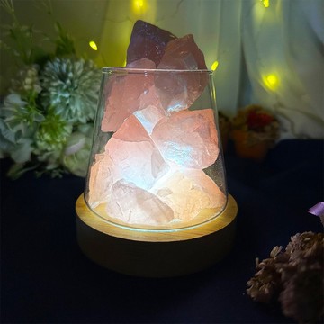 【MU工坊】粉水晶擴香石夜燈/水晶擴香燈/碎石/室內香薰/淨化