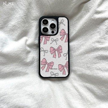 波點粉蝴蝶結蘋果17適用iPhone15Promax蘋果手機殼16硬12磨砂13殼11