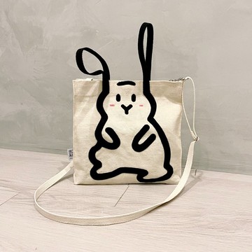 【兔兔不是印刷】長耳兔兔, 斜背/手挽帆布袋