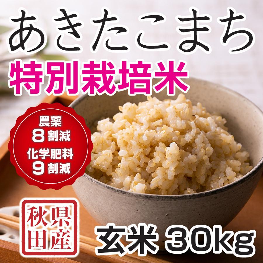 玄米 令和5年産新米 秋田県産 あきたこまち 特別栽培米 30kg 農薬８割減 化学肥料9割減 慣行栽培比 農家直送