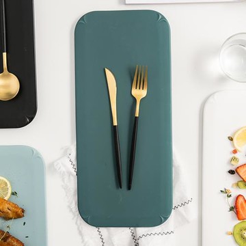 北歐創意陶瓷盤子菜盤家用餐盤長方形面包平板早餐盤牛排盤西餐盤