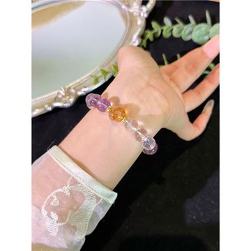 (免運)【遇見貴人】天然紫水晶手串手鏈女智慧財運黃水晶白水晶財富水晶